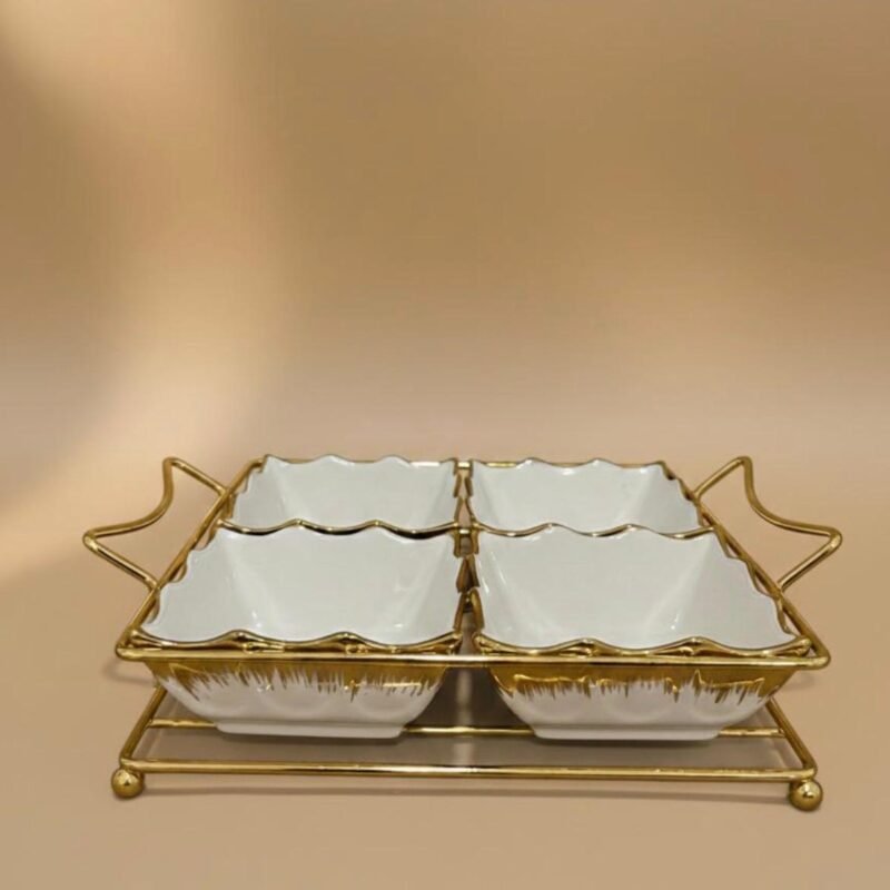 4 plates golden stand classic square