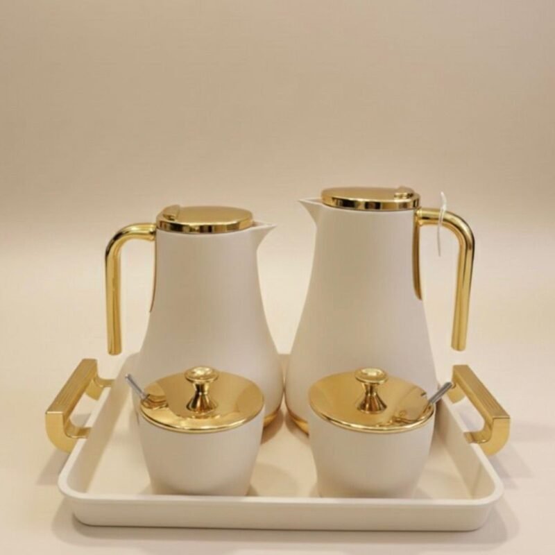 classic flask set with sugar pot & tray beige