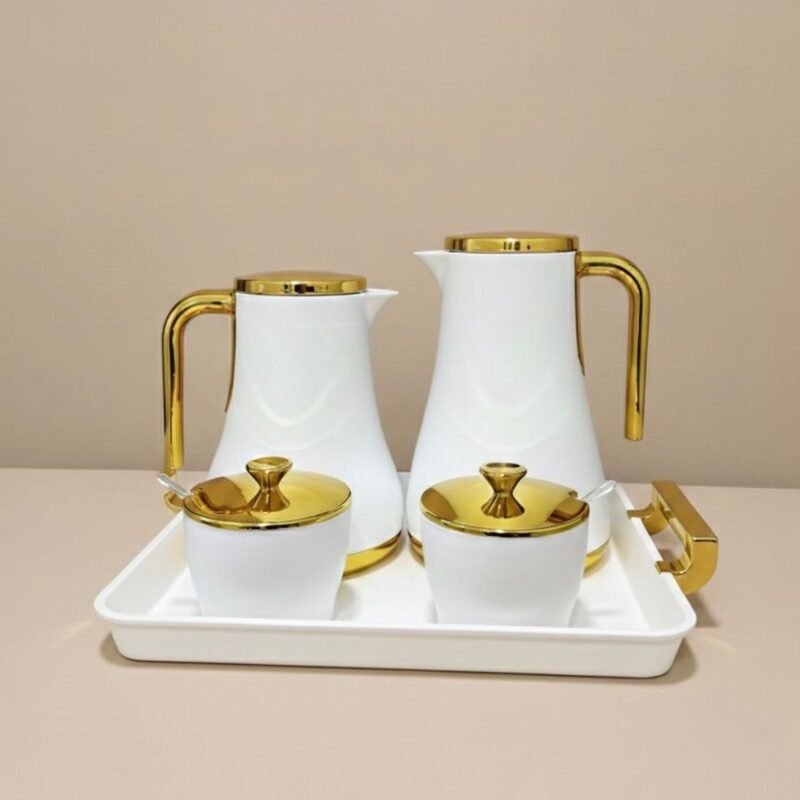classic flask set with sugar pot & tray white