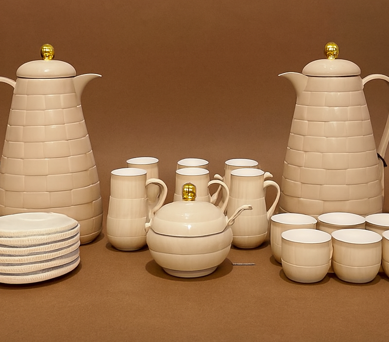 luxury flask & cup set(21pcs) beige