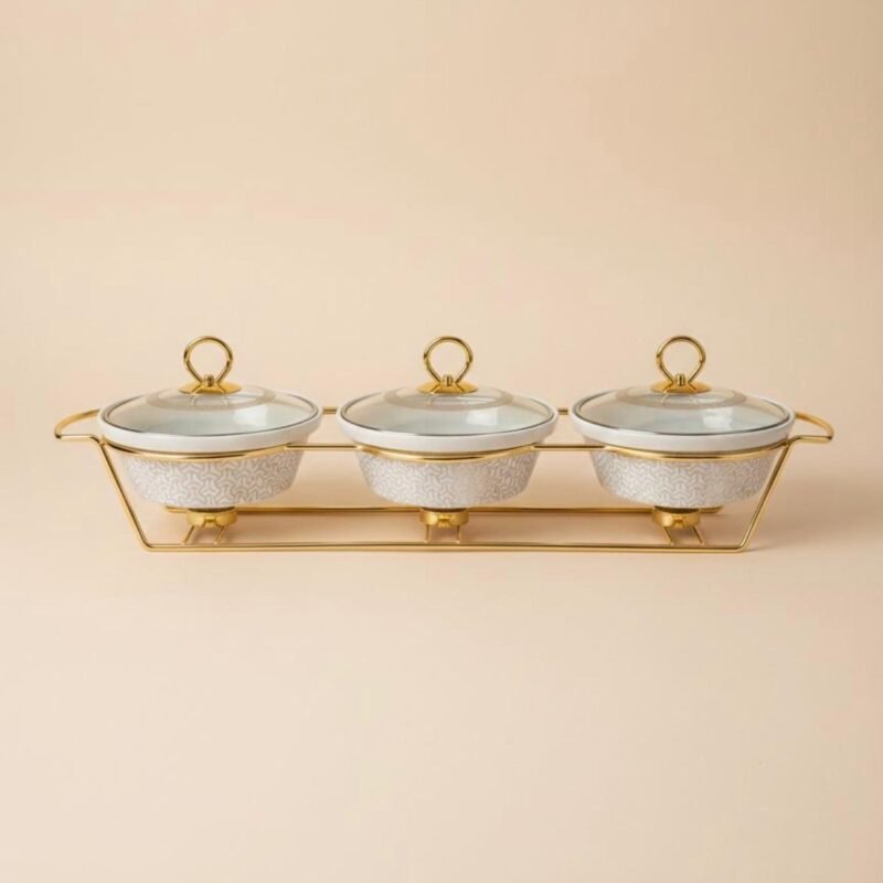 modern gold trimmed serving set