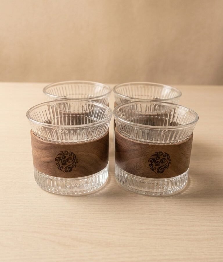 vertical striped coffee cup set 4pcs