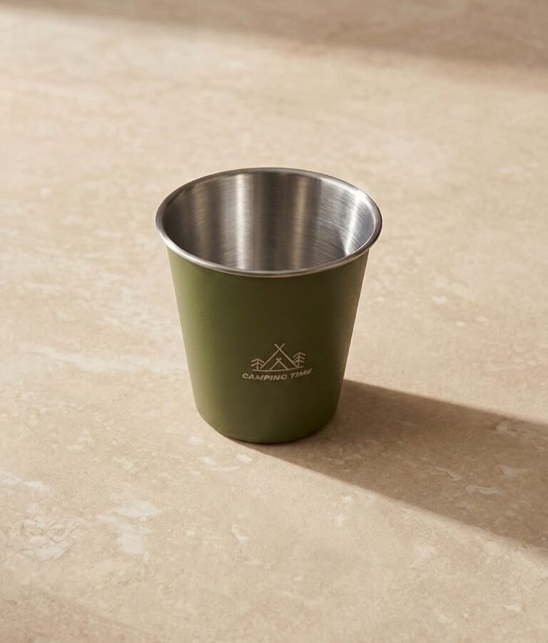 stainless steel camping mug green