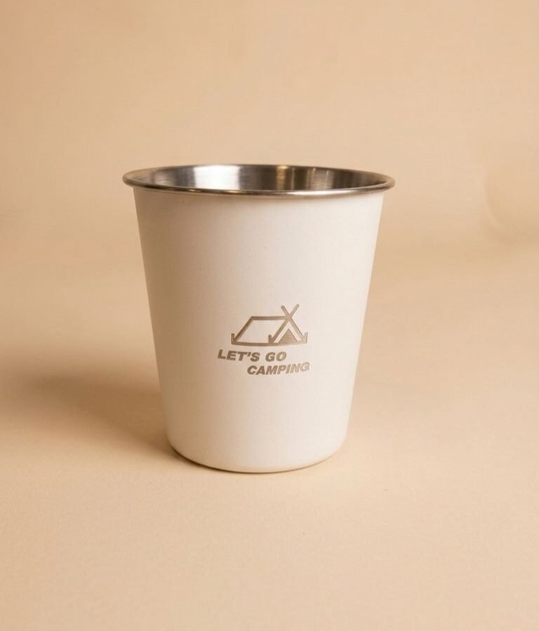 stainless steel camping mug white
