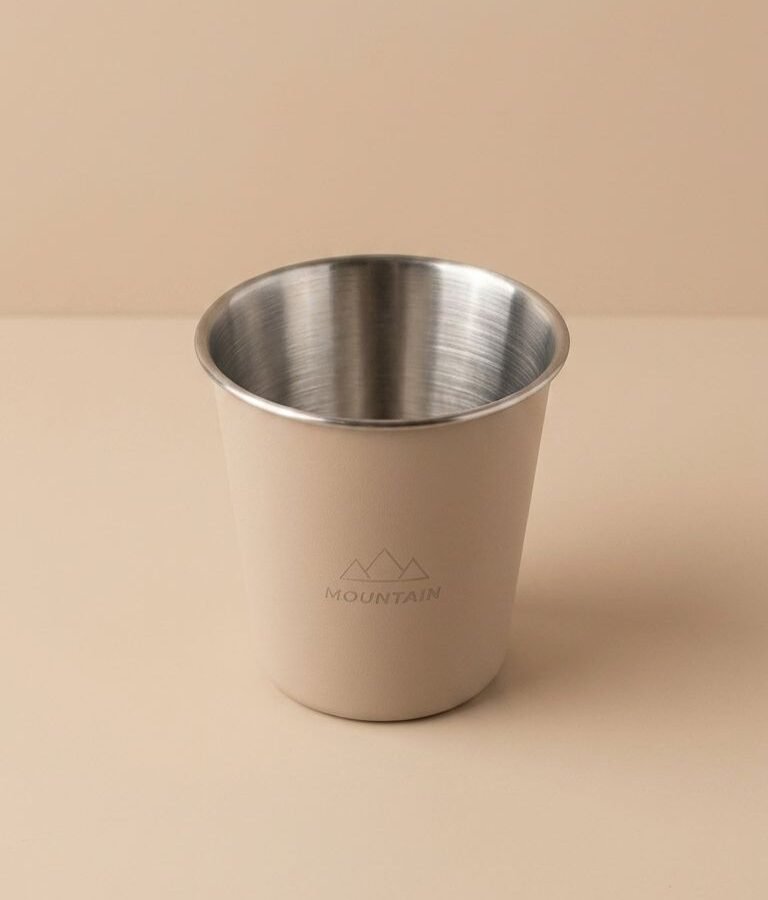 stainless steel camping mug beige