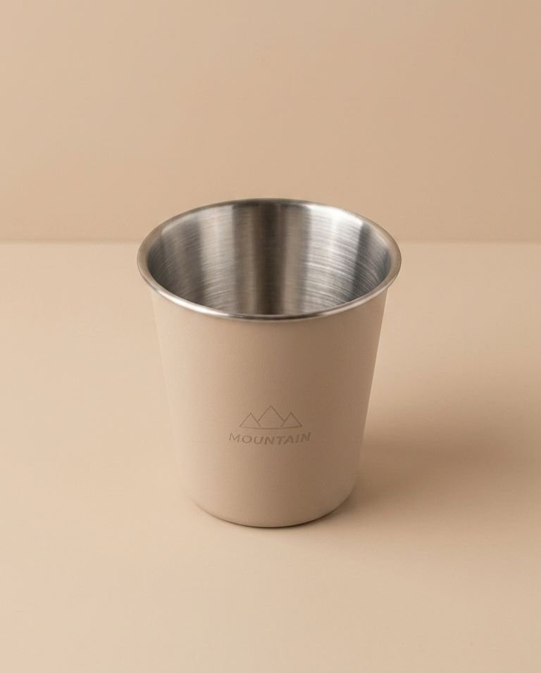 stainless steel camping mug beige stainless steel camping mug beige