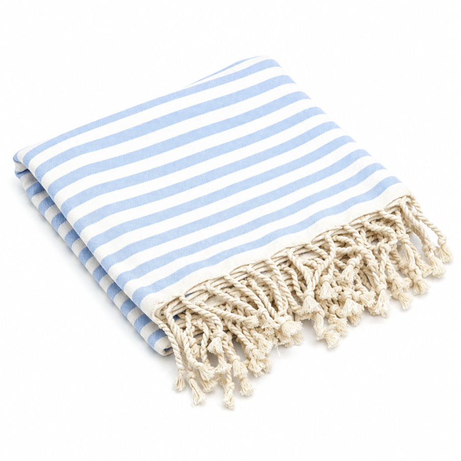 acacia cotton beach towel (baby blue)