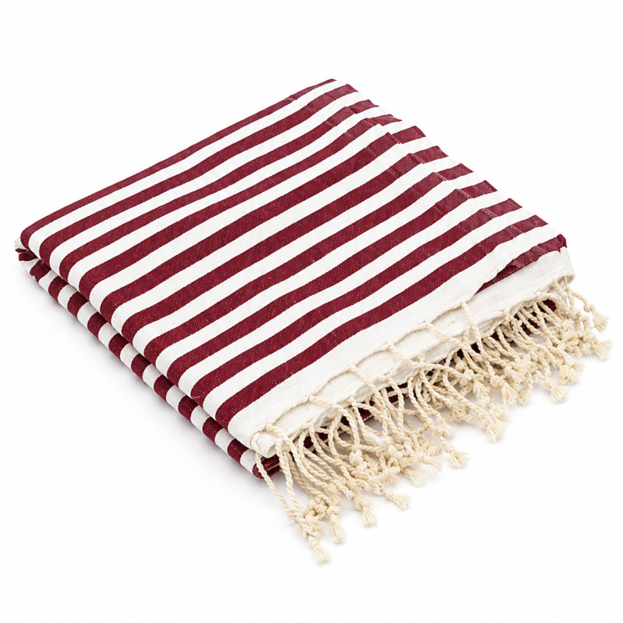 acacia cotton beach towel (burgundy)
