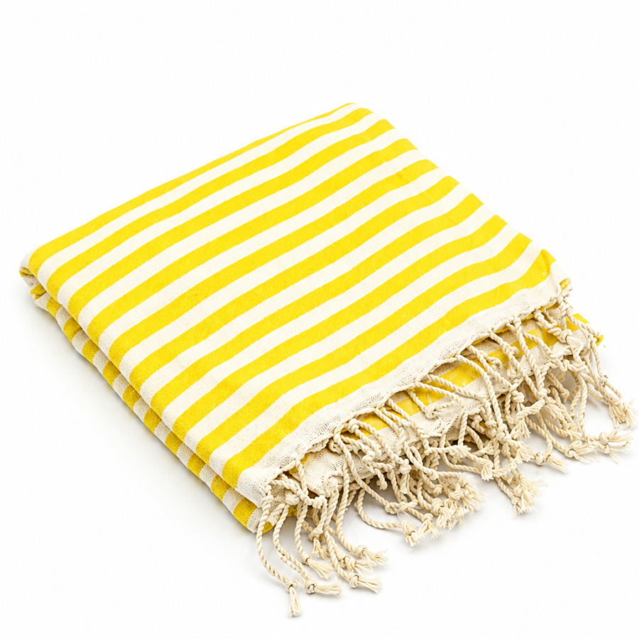 acacia cotton beach towel (yellow)