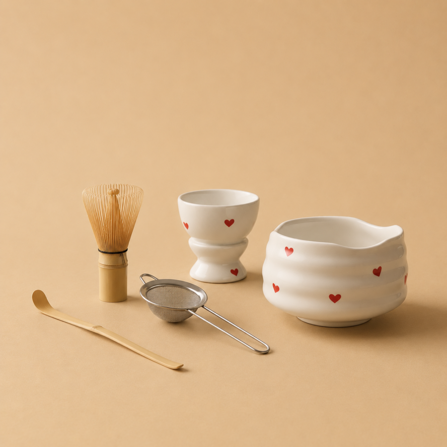 ceramic matcha bowl and whisk set