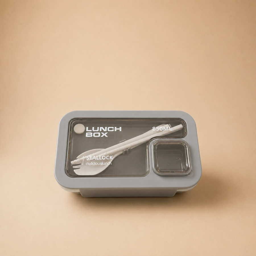 heart leaf lunch box – grey (850ml)