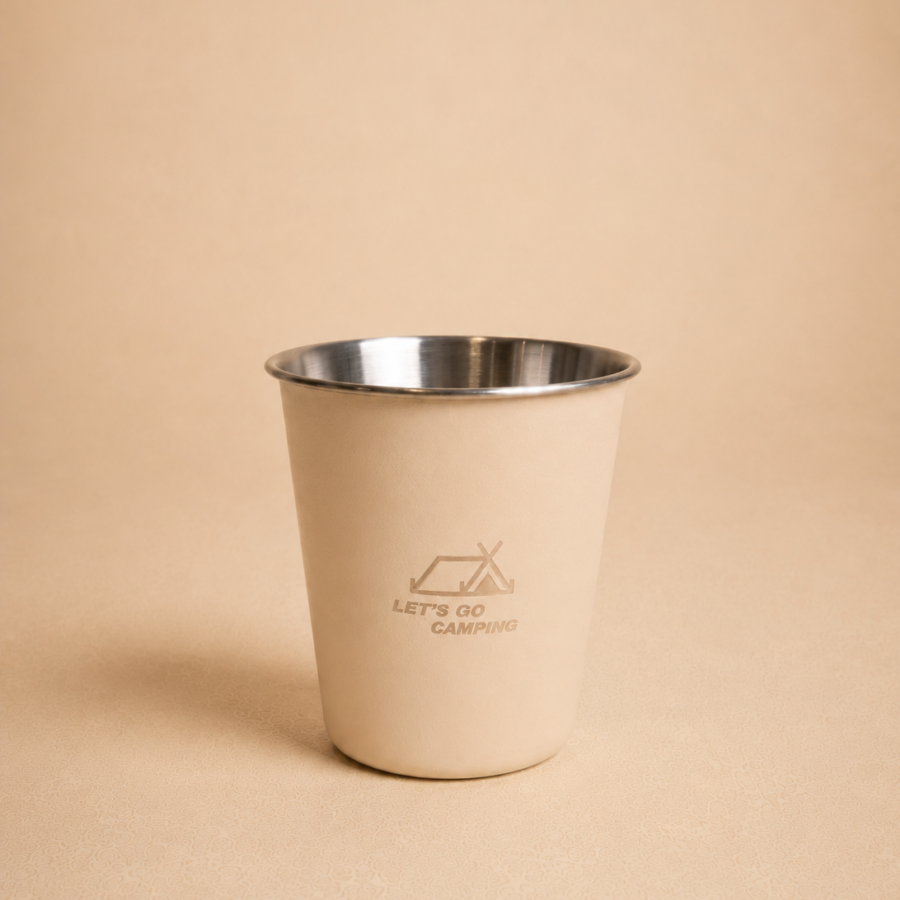 stainless steel camping mug beige