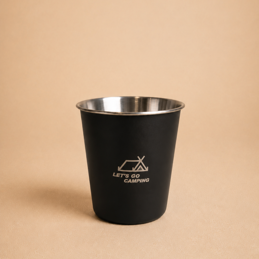 stainless steel camping mug black