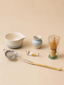 5pcs ceramic matcha bowl and whisk set (blue green)