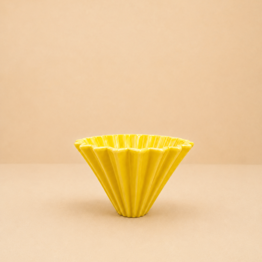 ceramic origami coffee dripper yellow