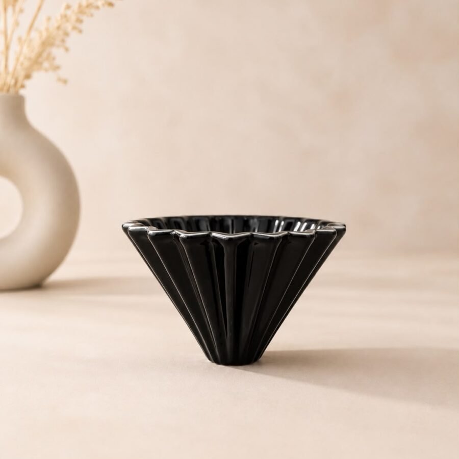 ceramic origami coffee dripper black