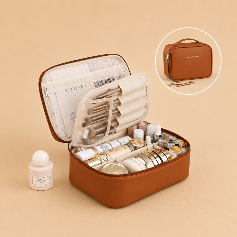 makeup organizer bag brown